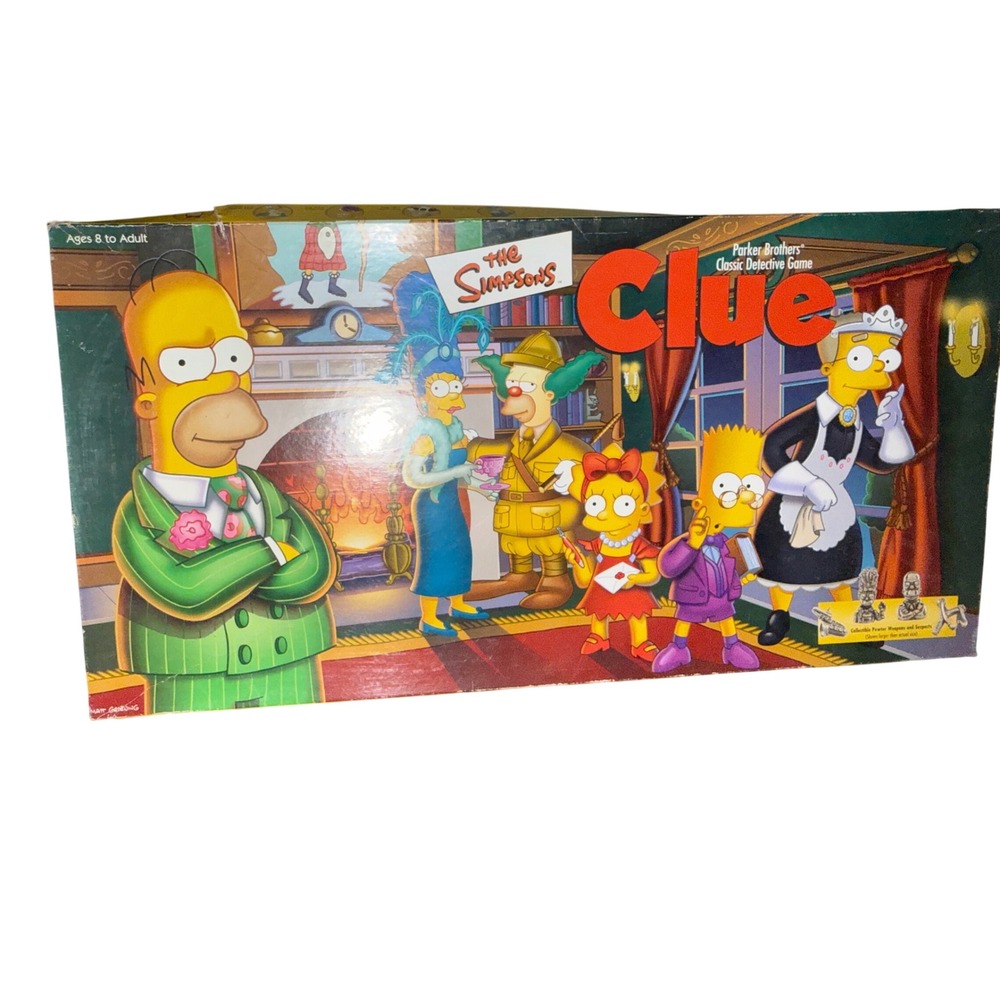 The Simpsons Clue Board Game Parker Brothers USAopoly 2000 Vintage Hasbro